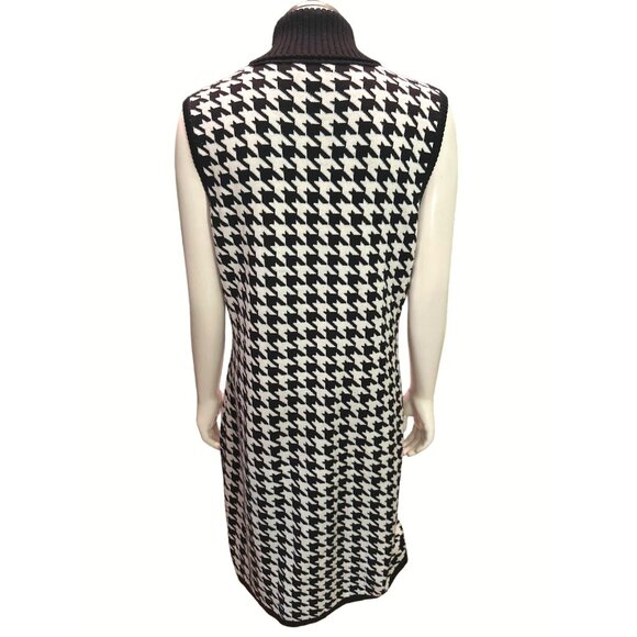 Calvin Klein Womens Houndstooth Sleeveless Sweater Dress Size L Black & White - Picture 4 of 11